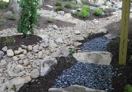 beautiful rockscape with shrubs